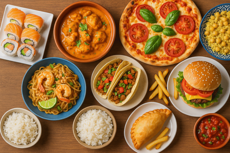 Featuring different food from around the world