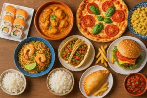 Featuring different food from around the world